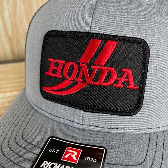 Vintage Honda Racing Patch Hat - Richardson 112 Heather Grey Trucker Cap - Picture 5 of 6
